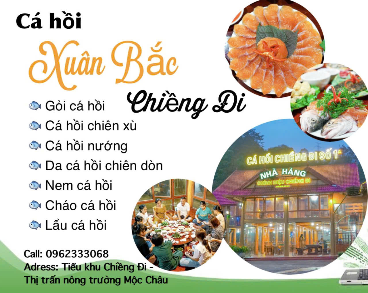 nhà hàng cá hồi xuân bắc chiềng đi